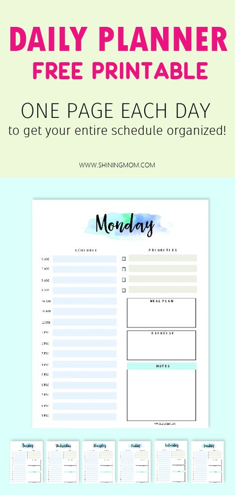 If you're looking for a way to organize your daily schedule, this daily planner free printable can help! Print these Sunday to Saturday planning sheets to get organized! #dailyplanner #freeprintable #printables Daily Planner Sheets Free Printable, Daily Checklist Printable Free, Free Printable Schedule Templates, Daily Work Planner Free Printable, Free Daily Schedule Printable, Free Printable Daily Schedule Templates, Day Planner Printables Free, Schedule Printable Free, Printable Daily Schedule