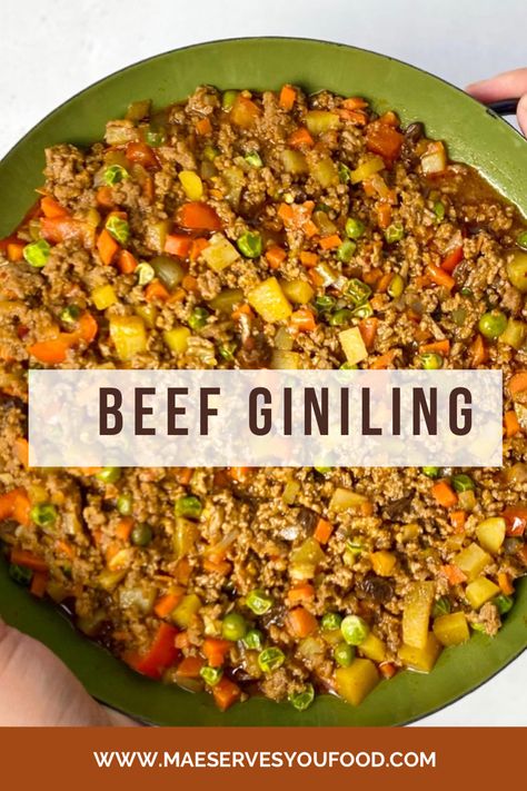 Giniling Recipe Ground Beef, Filipino Giniling Recipe, Filipino Beef Dishes, Filipino Ground Beef Recipes, Giniling Recipe Filipino Food, Beef Filipino Recipe, Filipino Picadillo Recipe, Ground Beef Filipino Recipe, Beef Giniling Recipe