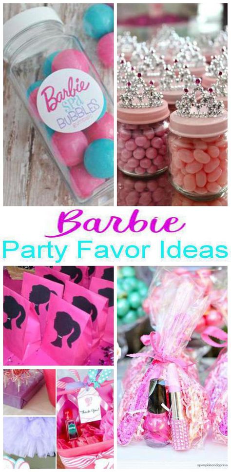 Kids Party Favors! Barbie party favors that kids will love! Easy ideas that boys and girls will love to take home as a gift from your Barbie theme party. DIY ideas, goodie bags, candy, toys and more. Find the best Barbie party favor ideas now! #barbie #barbieparty Barbie Party Gift Bag Ideas, Barbie Birthday Party Goody Bags, Barbie Themed Birthday Party Favors, Barbie Candy Bags Party Ideas, Barbie Party Favors Bags, Barbie Themed Party Favors, Barbie Birthday Craft Ideas, Barbie Party Bags Ideas, Barbie Birthday Goodie Bags