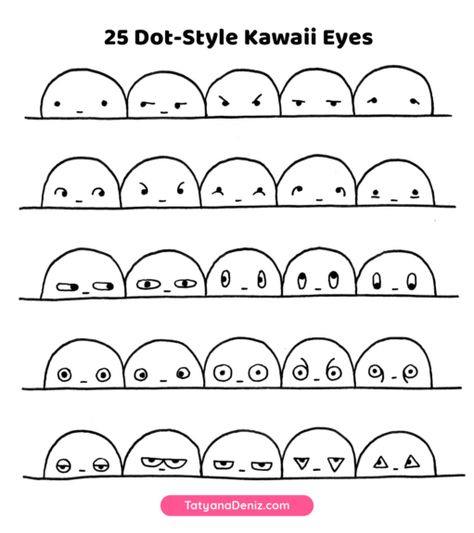 How to draw kawaii eyes - Dot Style Eye Styles Drawing, Doodle Eyes, Kawaii Eyes, Eye Styles, Draw Kawaii, Drawing Kawaii, 심플한 그림, Doodle Videos, Doodle Characters