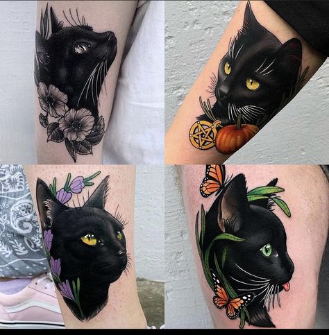 Elvira Tattoo, Simple Cat Tattoo, Cat Portrait Tattoos, Line Art Simple, Cat Tattoo Ideas, Hand Tattoos For Girls, Black Cat Tattoos, Cat Tattoos, Cat Tattoo Designs