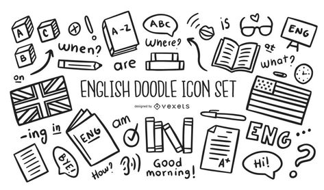 English doodle icon set #AD , #Paid, #Paid, #doodle, #icon, #set, #English Doodles For History Notes, Cute English Doodles, Doodles For English Project, English Doodle Art, Doodle Art For English Subject, Subject Design Notebook English, English Related Drawings, Doodle Notebook Cover, English Drawings Ideas