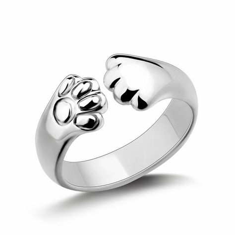 Cat Ring Cat Paws Silver Colour Midi Ring Adjustable Size Gift UK SELLER Cats Jewelry, Animals Jewelry, Silver Cat Ring, Ring Cat, Paw Ring, Dragon Cat, Sweet Cat, Cat Products, Sterling Silver Cat