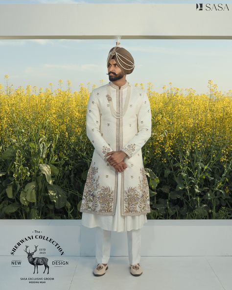 Sherwani Sherwani For Punjabi Groom, Maharaja Style Sherwani, Punjabi Sherwani Grooms, Sikh Groom Outfit Sherwani, Punjabi Groom Outfit Sherwani, Sikh Groom Outfit, Sherwani Groom Wedding Royals, Sikh Groom, Sunny Outfits