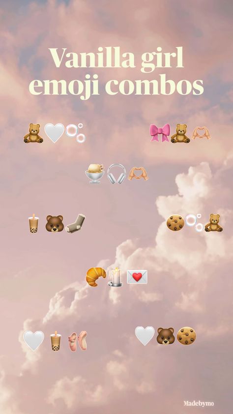 Aesthetic Emoji Combos, Aesthetic Emoji, Vanilla Aesthetic, Cute Emoji Combinations, Emoji Combos, Emoji Set, Girl Emoji, Clever Captions For Instagram, Good Insta Captions