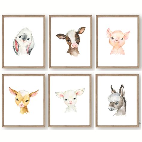 Baby Animals Nursery, Farm Nursery Theme, Farm Nursery Decor, Farm Animal Nursery, Baby Wall Decor, Baby Farm Animals, Baby Animal Nursery, Pig Decor, Farm Nursery