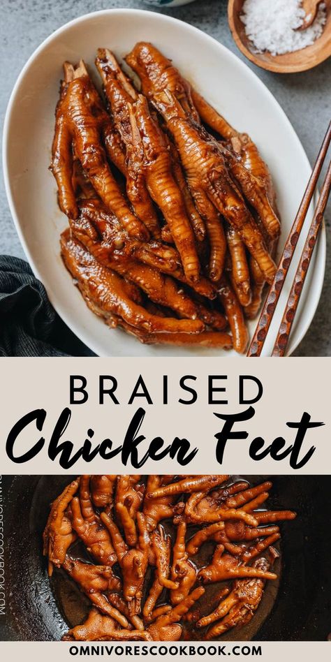 Try this classic Braised Chicken Feet recipe. This recipe is a Northern Chinese style braised chicken feet full of flavor. Chinese braised chicken feet are often served as a street snack, dim sum dish, or as an appetizer in a larger meal. A favorite Chinese appetizer! Chinese Braised Chicken, Chicken Feet Recipe, Crowd Pleasers Recipes, Chinese Appetizers, One Pot Vegetarian, Asian Chicken Recipes, Duck Feet, Best Chinese Food, Authentic Chinese Recipes