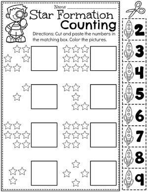 Counting Worksheets - Worksheet School Planets Worksheets For Preschool, Space Counting Preschool, Space Crafts Kindergarten, Space Theme Preschool Activities, Space For Preschoolers, Number Counting Worksheets, Counting Worksheets Preschool, Number Worksheets For Preschool, Space Activities Preschool