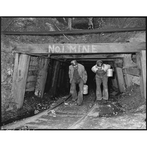 Blaine Sergent, left, comes out of the mine at the end of the day's work. P V & K Coal Company, Clover Gap Mine, Lejunior, Harlan County, Kentucky. | DocsTeach Camping Kentucky, Harlan County, Appalachian People, Coal Miners, My Old Kentucky Home, Appalachian Mountains, Coal Mining, Historical Photos, Old Pictures