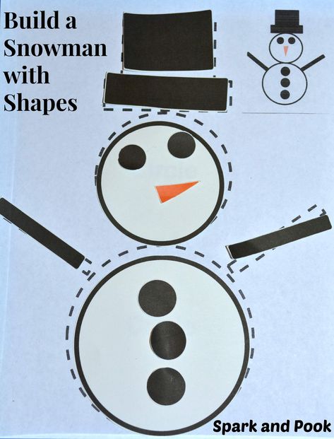 Build a Snowman with Shapes — Learning Here and There Snowman Paper Crafts, Paper Crafts Templates, Snowman Shapes, Snowman Activities, Snowmen Activities, Printable Snowman, Teaching Shapes, Winter Classroom, Make A Snowman