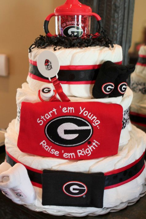 UGA baby~ Start 'em Young... Raise 'em Right! Uga Baby, Uga Football, Uga Bulldogs, Georgia Dawgs, Ga Bulldogs, Georgia Girls, Georgia Bulldog, Bulldogs Football, Baby Shower Diaper Cake