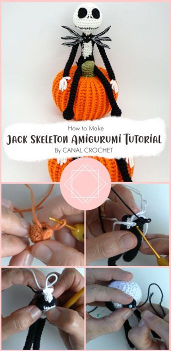 3 Jack Skellington Free Amigurumi Pattern Ideas - Carolinamontoni.com Jack Skellington Crochet Pattern Free, Jack Skellington Crochet Pattern, Skeleton Amigurumi, Random Crochet, Crochet Skull Patterns, Amigurumi Owl, Crochet Bat, Jack Skeleton, Crochet Bookmark Pattern