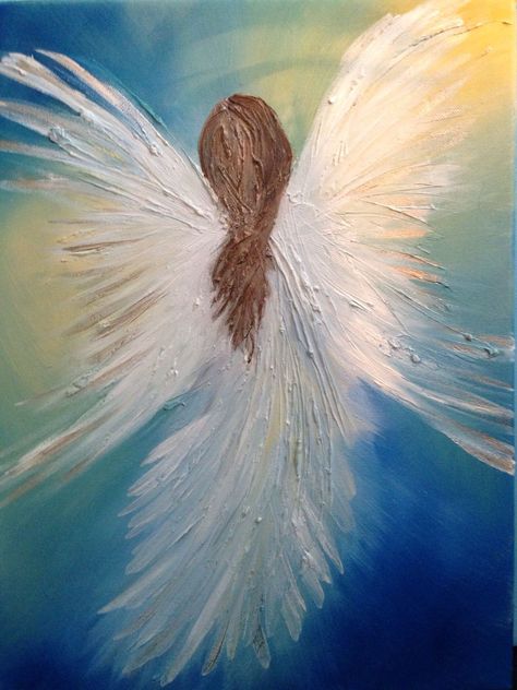 Angel Artwork, Angel Painting, Tableau Art, Simple Acrylic Paintings, Night Painting, Christmas Paintings, Angel Art, Painting Class, Guardian Angel