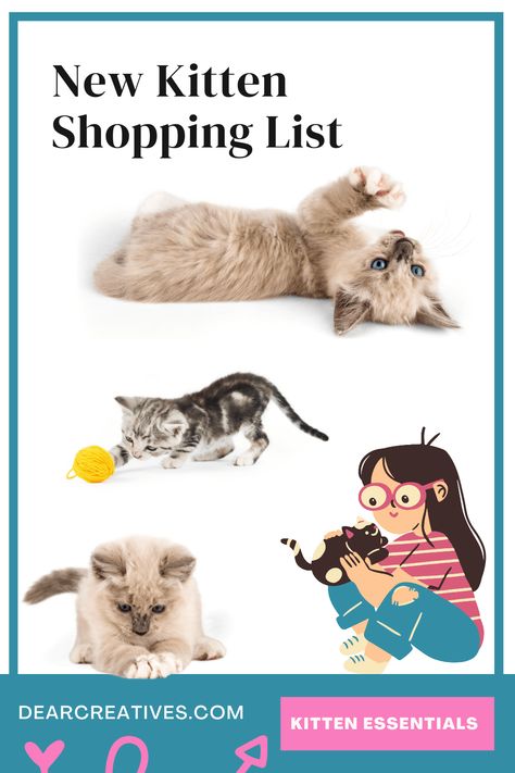 Are you getting a new kitten? Or adopting a new kitten? Grab this new kitten shopping list filled with kitten essentials for what to get for a new kitten. Plus, caring for a new kitten, kitten must-haves, new kitten tips. Bonus, it comes with a free printable shopping list to make sure your new kitty has everything it needs! #newkittenshoppinglist #kittenessentials #tipsforkittens #freeprintable #kittenmusthaves #catlovers Cat Shopping List, Kitten Supplies List, Kitten Necessities, Kitten Essentials, Kitten Tips, Shopping List Printable, Kitten Supplies, List To Make, Printable Shopping List