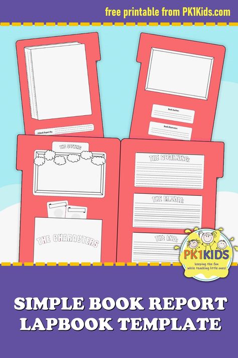 Lap Book Report Template, Book Report Trifold Ideas, File Folder Book Report, Creative Book Report, Book Report Template, Book Report Projects, Lap Book Templates, Train Template, Library Project