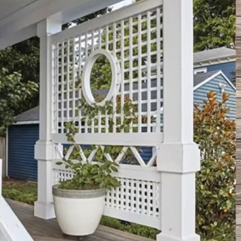 Lattice Porch, Porch Trellis, Porch Lattice, Porch Privacy, Walpole Outdoors, Porch Railing Designs, Privacy Landscaping, Lattice Fence, Outdoor Privacy