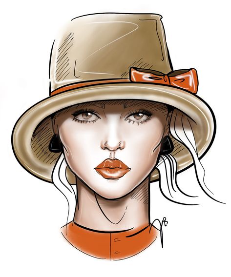 Women In Baseball Hats, Women With Hat, Illustration Poses, Hat Illustration, Fashion Illustration Poses, Unique Hats, Design Drawings, Woman Drawing, Fashion Design Drawings