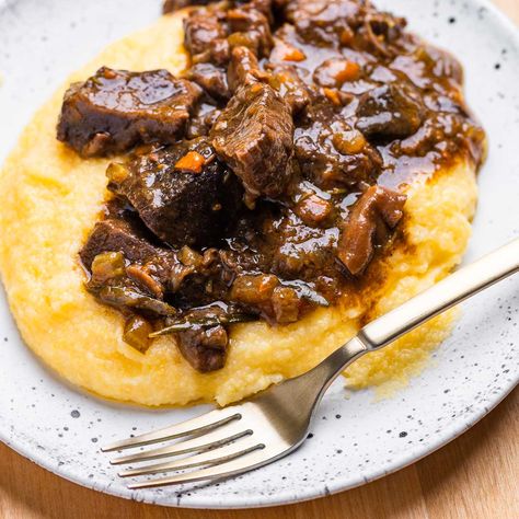 Beef Chuck Stew, Rosemary Sauce, Roast Carrots, Italian Beef Stew, Sip And Feast, Carrots Celery, Hearty Comfort Food, Creamy Polenta, Italian Beef