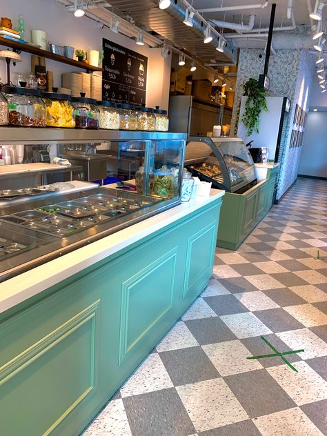 Turquoise Cafe, Green Astetic, Blue Coffee Shop, Green Plants Aesthetic, Plants Aesthetic, Blue Coffee, Aesthetic Decor, Green Plants, Abs Workout