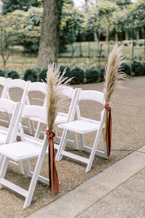 Outside Fall Wedding Ceremony Aisle Decorations, Decorating The Isle Wedding Ideas, Outdoor Wedding Ideas Isle, Wedding Ceremony Ideas Boho, Outdoor Wedding Boho Decor, Pampas Down The Aisle, Rustic Boho Aisle Decor, Outdoor Fall Ceremony Decorations, Fall Aisle Decorations Wedding Outdoor Ceremony