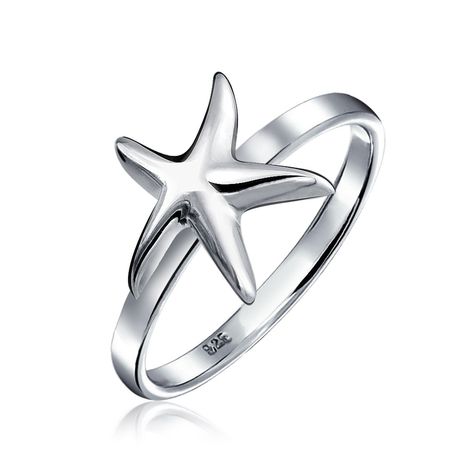 925 Sterling Silver Happy Starfish Nautical Ring Grey Jewelry, Starfish Ring, Beach Rings, Anchor Jewelry, Sea Life Jewelry, Nautical Jewelry, Tropical Beach, 925 Jewelry, Polish Jewelry