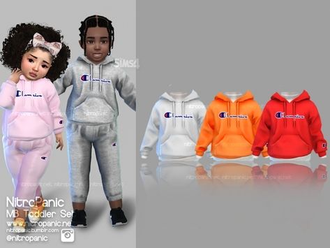 Toddler Uni MB Set (TOP Hoodie) Sims4 Outfits, Champion Sweatsuit, Toddler Hair Sims 4, Toddler Cc Sims 4, Mods Sims 4, Ts4 Clothes, Lotes The Sims 4, Sims 4 Toddler Clothes, Sims Baby