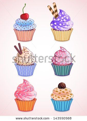 Fotos stock Cupcakes, Fotografia stock de Cupcakes, Cupcakes Imagens stock : Shutterstock.com Cartoon Girl Eyes, Tea Cupcakes, Cartoon Cupcakes, Balloon Decoration Ideas, Candy Images, Candyland Theme, Cupcake Vector, Tea Cup Cake, Birthday Clip Art