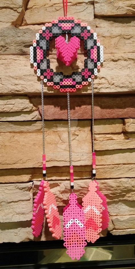 perler dreamcatcher #3 by Artemischo on DeviantArt Perler Creations, Melty Bead Patterns, Fuse Bead Patterns, Pony Bead Patterns, Hama Beads Design, Perler Bead Templates, Perler Crafts, Hama Bead, Hama Beads Patterns