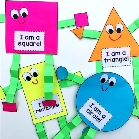 These shape monsters are a fun craft for preschoolers or Kindergarten students learning about shapes! A square, rectangle, circle and triangle craft are included inside of this course! Math Activities For Preschool, Shape Activities Kindergarten, Triangles Activities, Arts And Crafts For Kids Toddlers, Ideas For Preschoolers, Shape Activities Preschool, Shapes Kindergarten, Numbers Counting, Teaching Shapes