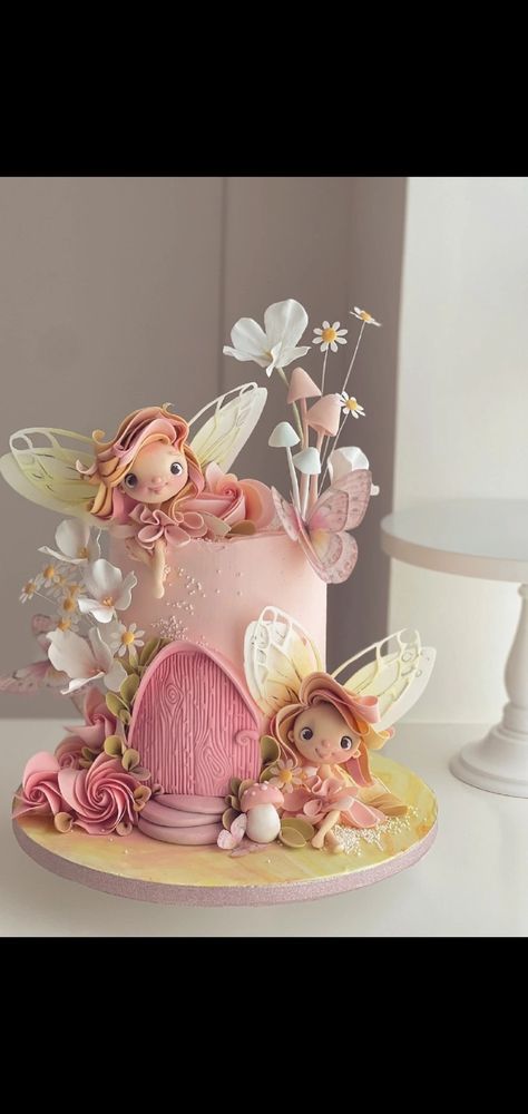 Fairy Theme Birthday Cake, Fairytale Birthday Cake, Fairy Garden Birthday Cake, Most Beautiful Cakes, Garden Birthday Cake, Fairy Birthday Cake, Princess Castle Cake, 7th Birthday Cakes, 1st Birthday Cakes