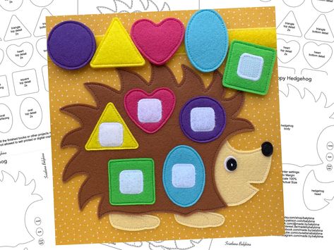 Hedgehog Colors, Hedgehog Pattern, Felt Food Diy, Happy Hedgehog, Baby Quiet Book, Quiet Book Patterns, Toddler Quiet Book, Sensory Book, Pattern Recognition