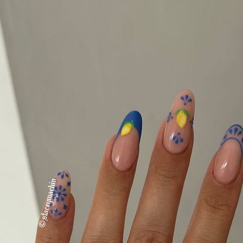 Nails Lemon, Lemon Nails, Cerulean Blue, June 16, Instagram Summer, Blue Nails, Lemon, Nails, On Instagram