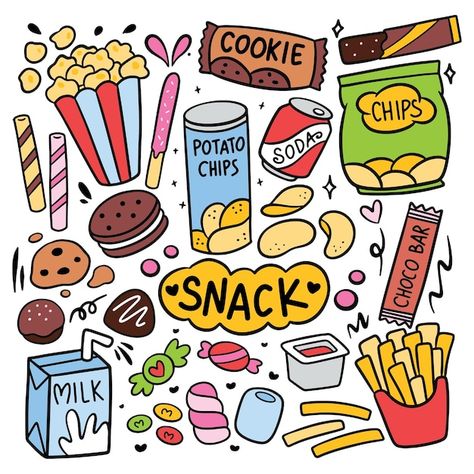 Snack Drawing Cute, Food Design Drawing, Food Cute Wallpaper, Foods Drawing Cute, Doodle Art Food Ideas, Doodle Drawings Food, Drawing Of Food Easy, Food Drawing Doodles, Chocolate Cute Drawing