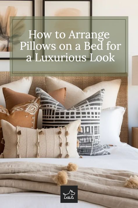 Embrace the art of opulent bedding with our 20 definitive tips on pillow arrangement. Delve into the secrets of size balance, fabric play, and color harmonies to create a bed setup that's fit for royalty. Ready to rest amidst luxury? Your plush playbook awaits! Arranging Pillows On Bed King, How To Stack Pillows On Queen Bed, Pillow Combos Bed, Queen Bed Throw Pillow Arrangement, King Size Pillow Arrangement, Bed Pillows Arrangement, King Size Bed Pillow Arrangement, Bed Cushions Arrangement, Throw Pillow Arrangement