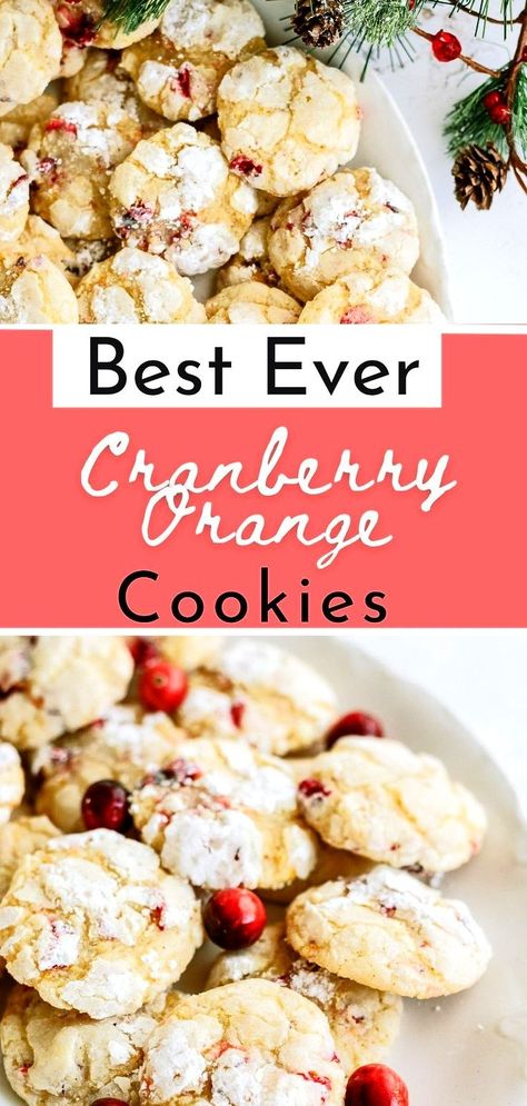 Tis the season for all things jolly! While I love peppermint and gingerbread flavored everything, I love these Cranberry Orange Cookies! They are an unexpected but delicious flavor combination that works perfectly for Christmas. Holiday Themed Desserts, Winter Desserts Easy, Cranberry Orange Cookies, Fall Dessert Recipes Easy, Cookies Chewy, Xmas Desserts, Orange Cookies, Fall Desserts Easy, Frozen Cookies