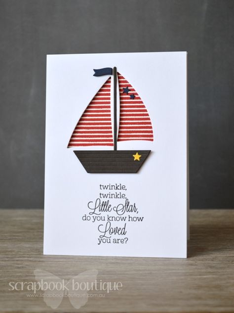 Twinkle Boat Card, Nautical Cards, Ship Boat, Boy Cards, Mft Stamps, New Challenge, Birthday Cards Diy, Reading Time, Male Cards