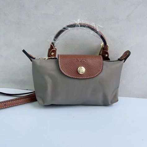 Longchamp Grey Mini Bag w/Leather Strap Longchamp Mini Bag, Longchamp Mini, Golden Horse, Horse Drawn, Mini Bag, Leather Straps, Shoulder Strap, Ring Size, Shoulder Bag