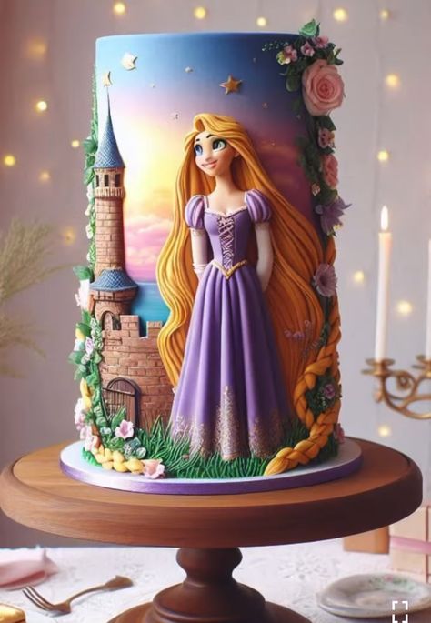 Cake Designs Princess, Kids Bday Cake, Disney Princess Cake Ideas, Rapunzel Torte, Cakes For Teenagers, Princess Theme Cake, Bolo Hot Wheels, Rapunzel Birthday Cake, Barbie Dress Cake