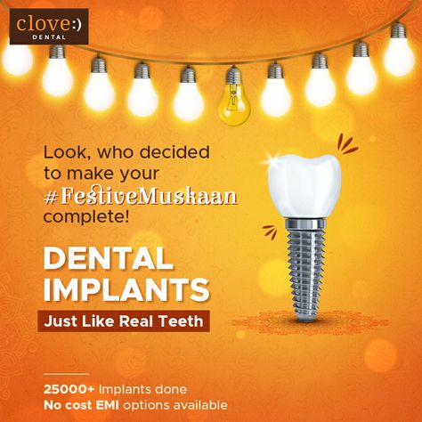 Platforms - Facebook, Instagram, Twitter, LinkedIn, YouTube, Pinterest Any celebration is incomplete without bright #smiles and delicious food. Don’t let a missing tooth create a gap in your #festivities. Indulge in delicacies with Dental Implants by Clove Dental, kyunki aapki #FestiveMuskaan ke liye hum hain na. Clove Dental, Missing Tooth, Missing Teeth, Dental Art, Dental Implants, Facebook Instagram, Delicious Food, Gap, Yummy Food