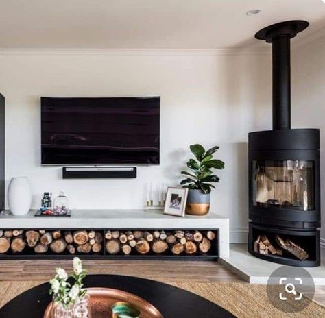 Wood Burning Stoves Living Room, Log Burner Living Room, Tv Fal, Wood Stove Fireplace, Freestanding Fireplace, House Extension Design, Living Room Decor Fireplace, Home Fireplace, Living Room With Fireplace