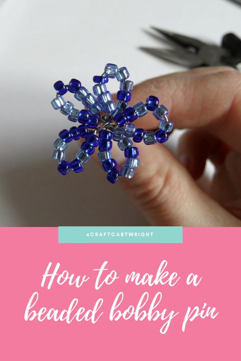 If you’ve got long hair, you no doubt have a few bobby pins knocking around in your bathroom drawer. I seem to have ended up with a ton recently. So rather than just confine them to being hidden away in my hair. I thought I’d try out decorating a few. This is my first bobby pin tutorial. How to make a beaded bobby pin. Diy Bobby Pins, Handmade Hair Accessories Diy, Bobby Pins Diy, Hair Pins Diy, Hair Accessories Diy, Pins Diy, Bead Hair, Beaded Hair Pins, Beaded Hair Clips