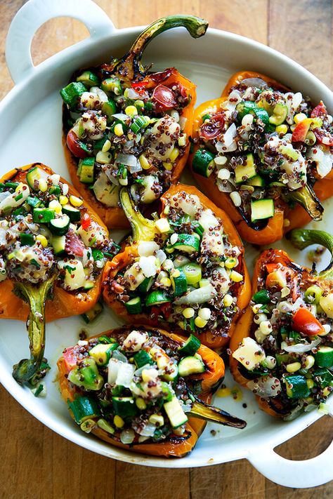 Alexandras Kitchen, Stuffed Peppers With Quinoa, Veggie Stuffed Peppers, Bell Peppers Stuffed, Corn And Zucchini, Vegetarian Stuffed Peppers, Quinoa Stuffed Peppers, Cooked Quinoa, Sauteed Zucchini