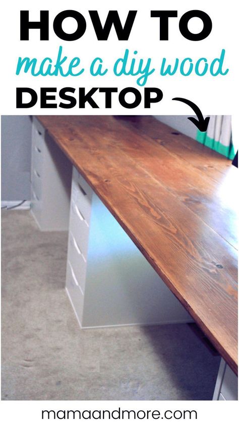 Looking for your next DIY project? You'll love this DIY furniture tutorial! Since most of the world is working from home now, this DIY desk is fun and extremely functional. Make your own desk for your home office with this super simple project that costs under $100! Butcher Block Home Office, Countertop Desk Diy, Computer Desk Plans, Butcher Block Desk, Diy Wood Desk, Countertop Desk, Diy Office Desk, Wood Desk Top, Crafting Room