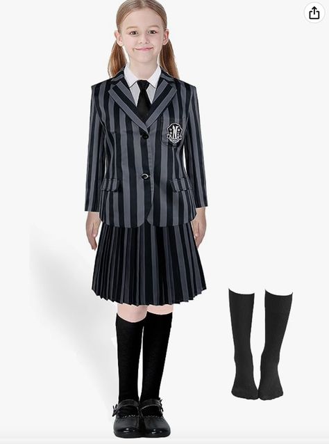 CICOCI Girls Dress Wednesday Addams Costume Uniform For Women Kids Nevermore Academy Gothic Halloween Cosplay Outfit Gothic Theme Party, Christmas Party Activity, Dress Up Birthday Party, Academy Uniform, Wednesday Costume, Wednesday Outfit, Wednesday Addams Costume, Academy Uniforms, Nevermore Academy