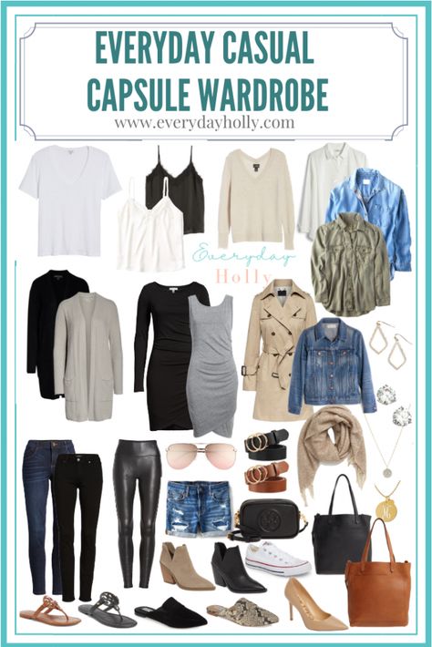 Woman Over 30 Style Outfit Ideas, Sporty Classic Capsule Wardrobe, Everyday Capsule Wardrobe, Casual Style Capsule Wardrobe, 30 Piece Capsule Wardrobe, Over 40 Capsule Wardrobe, Over 50 Capsule Wardrobe, Casual Wardrobe Capsule, Everyday Holly