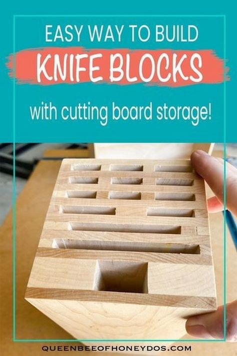 Create a wooden ladder from scrap wood for use in storage or as a decorative item. Knife Block Diy, Drawer Diy, Knife Organizer, Knife Drawer, Knife Blocks, Set Video, Diy Knife, Woodworking Shop Projects, Board Storage