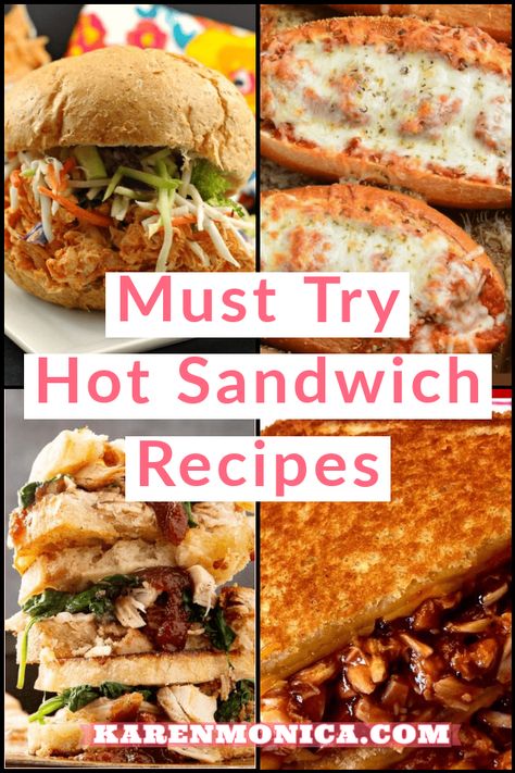 Awesome Sandwich Recipes, Best Dinner Sandwiches, Hot Lunch Sandwich Ideas, Gourmet Sandwiches For Dinner, Easy Delicious Sandwich Recipes, Easy Dinner Sandwich Ideas, Hot Sandwiches Ideas, Healthy Dinner Sandwiches, Hot Sandwich Ideas For Dinner