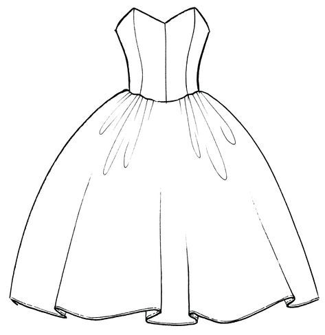 Ase A Line Silhouette Dress Sketch, Princess Dress Drawing, Dress Outline, Plain White Dress, Model Sketch, Simple Summer Dresses, Dress Card, Wedding Dress With Pockets, Sketches Dresses