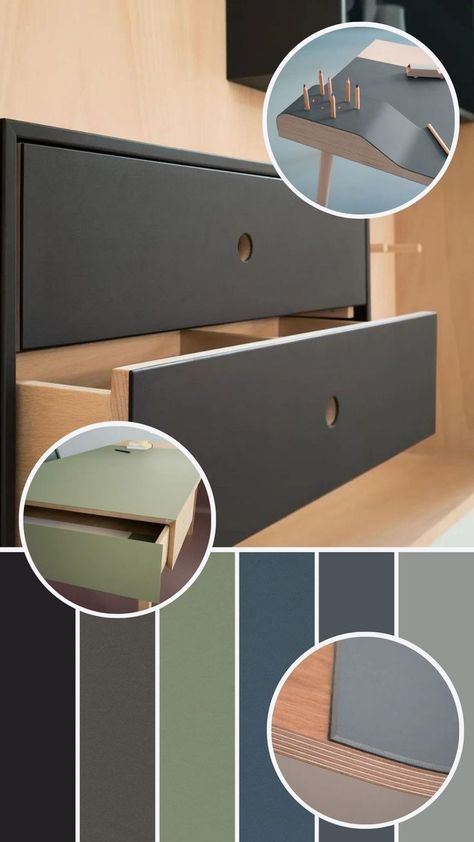 DIY furniture upcycled with furniture linoleum with earthy toned colors. Office Upgrade, Workspace Inspiration, Modern Home Office, Retro Furniture, Home Office Design, Linoleum, Modern Colors, Sustainable Materials, Panel Doors