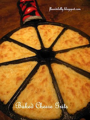 Fleur de Lolly: Baked Cheese Grits Fried Grits Recipe, Grit Cakes Recipe, Baked Cheese Grits, Grits Breakfast, Grit Cakes, Grits Casserole, Wedges Recipe, Grits Recipe, Cheese Grits